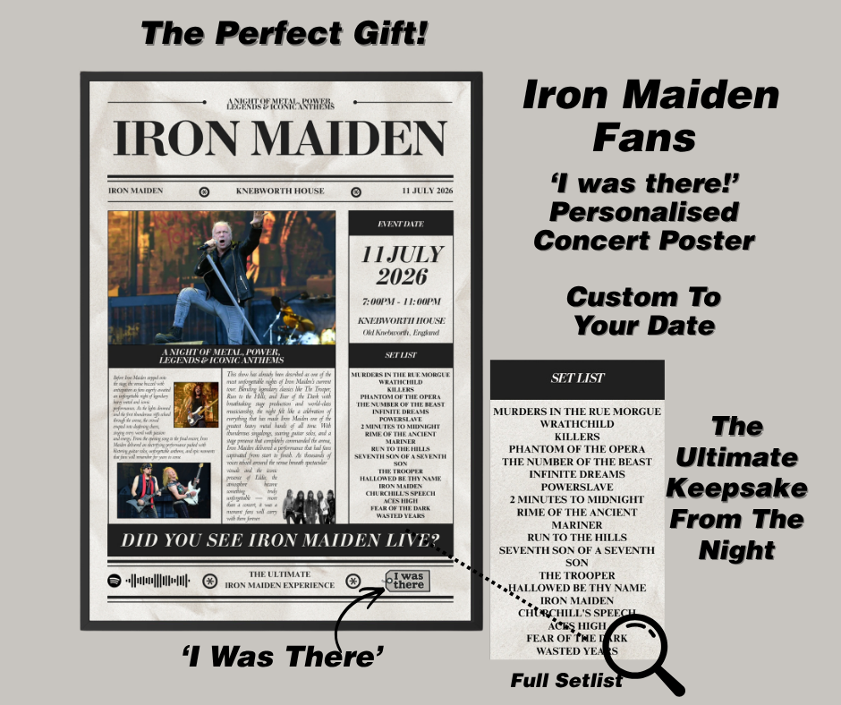 Iron Maiden - Personalised Newspaper Style Concert Poster