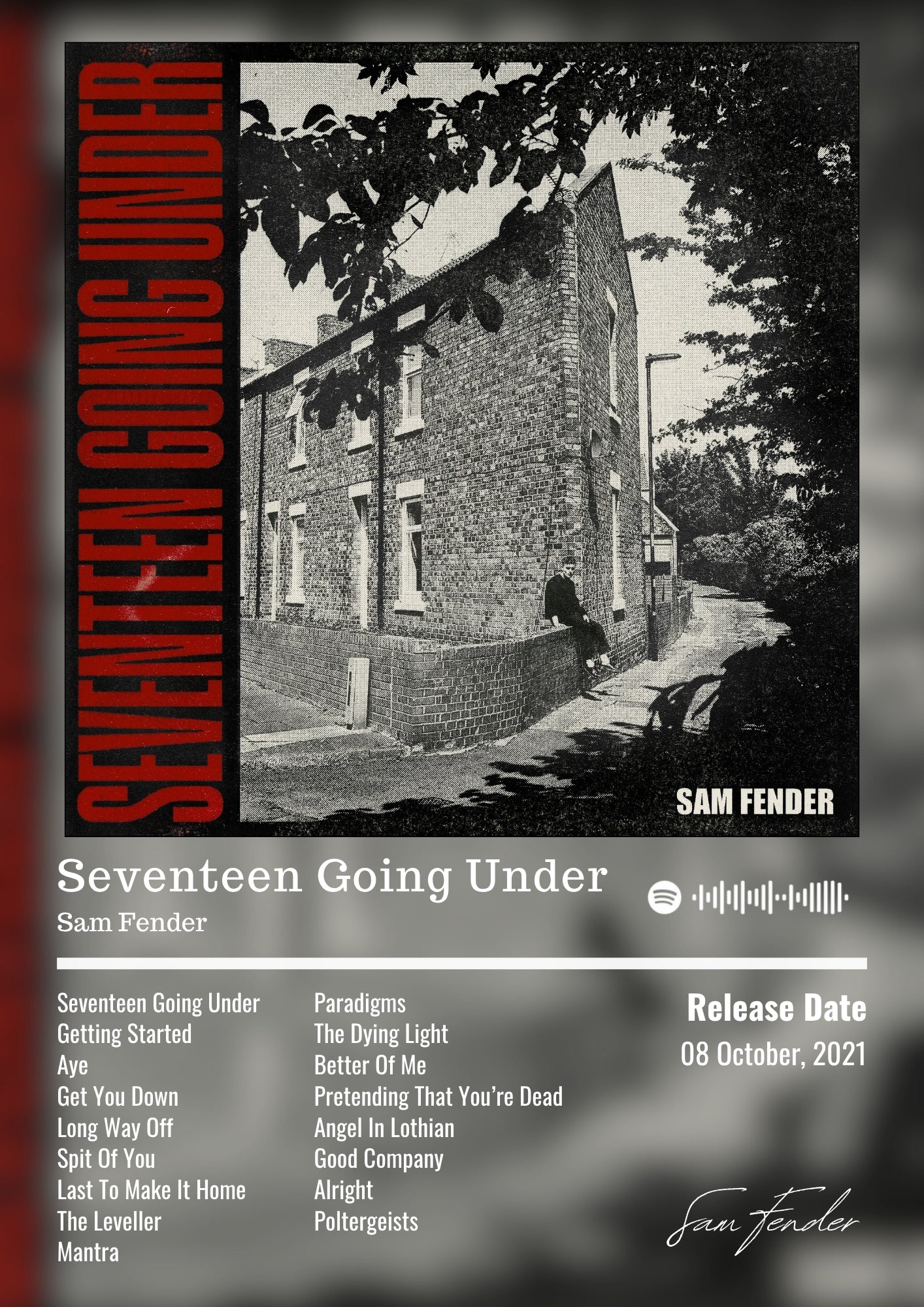 Seventeen Going Under - Sam Fender Inspired Album Poster