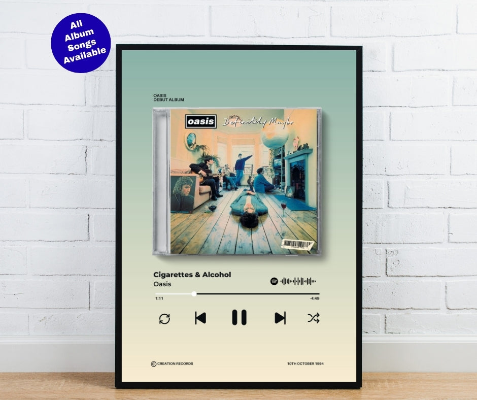 Oasis Definitely Maybe Custom Song Poster