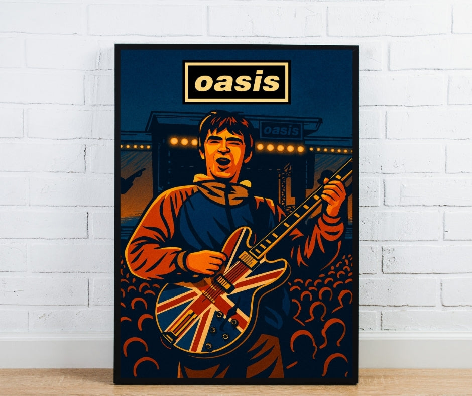 Oasis Noel Gallagher Union Jack Guitar Poster