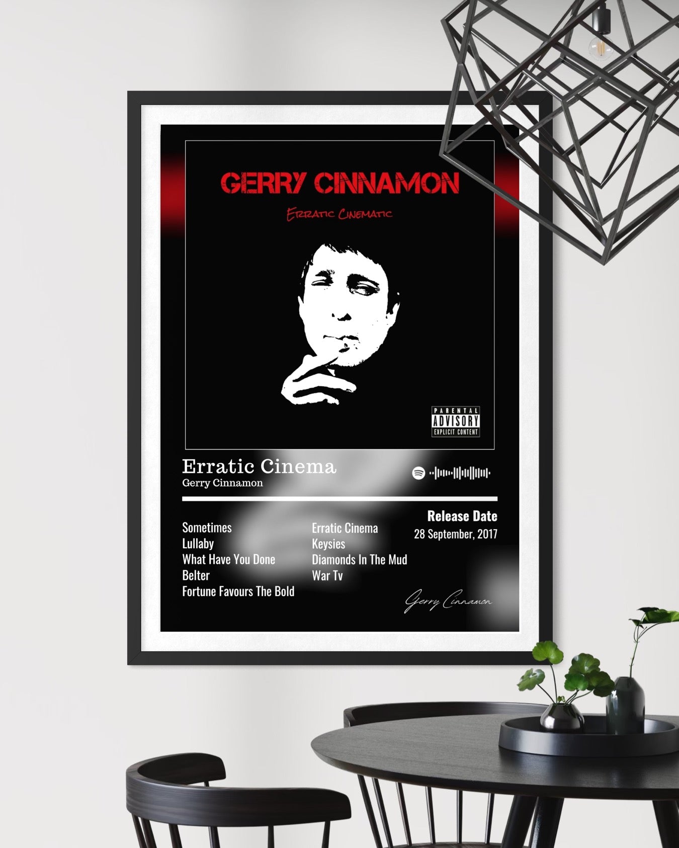 Erratic Cinema - Gerry Cinnamon Inspired Album Poster