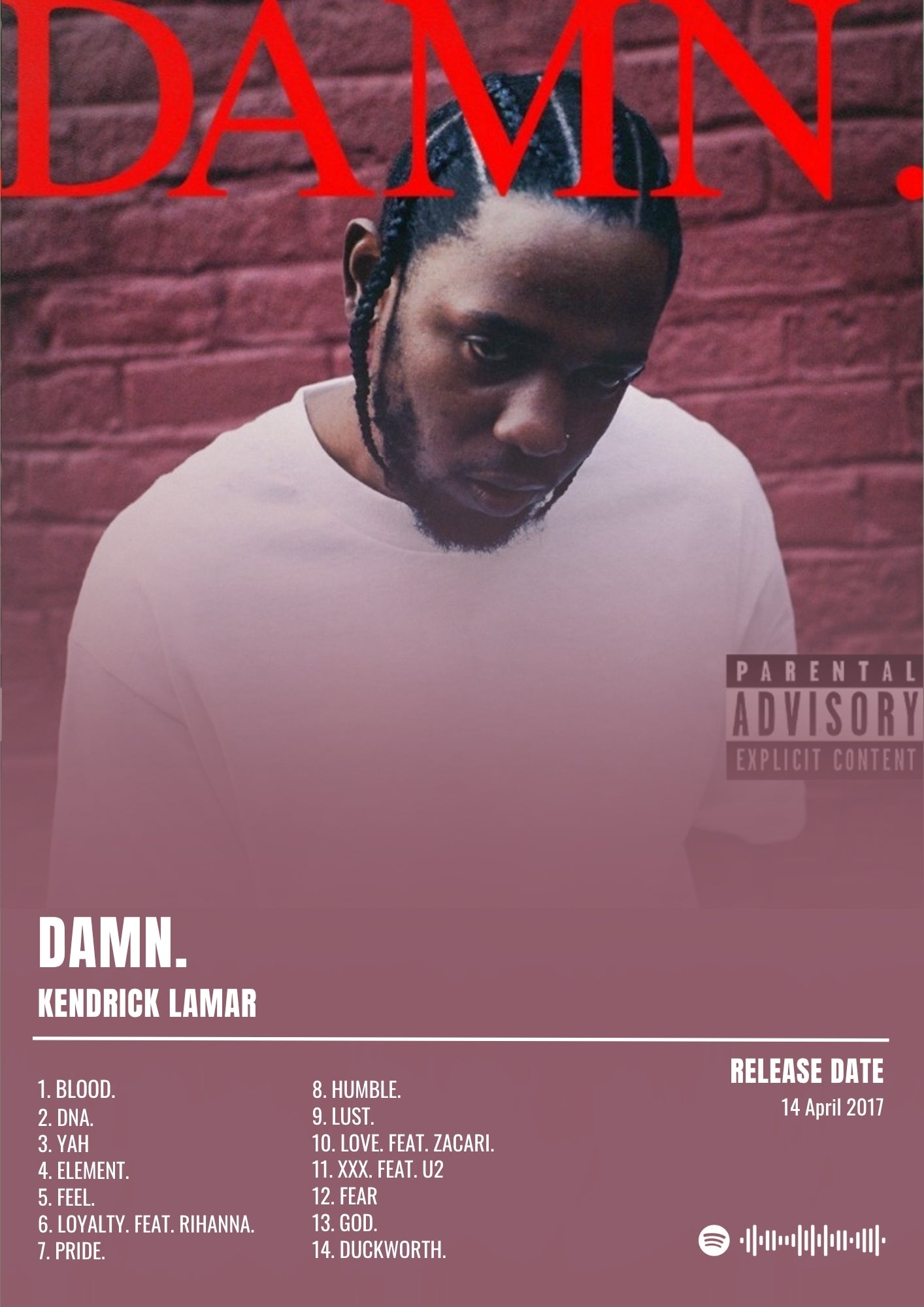 DAMN. - Kendrick Lamar Inspired Album Poster