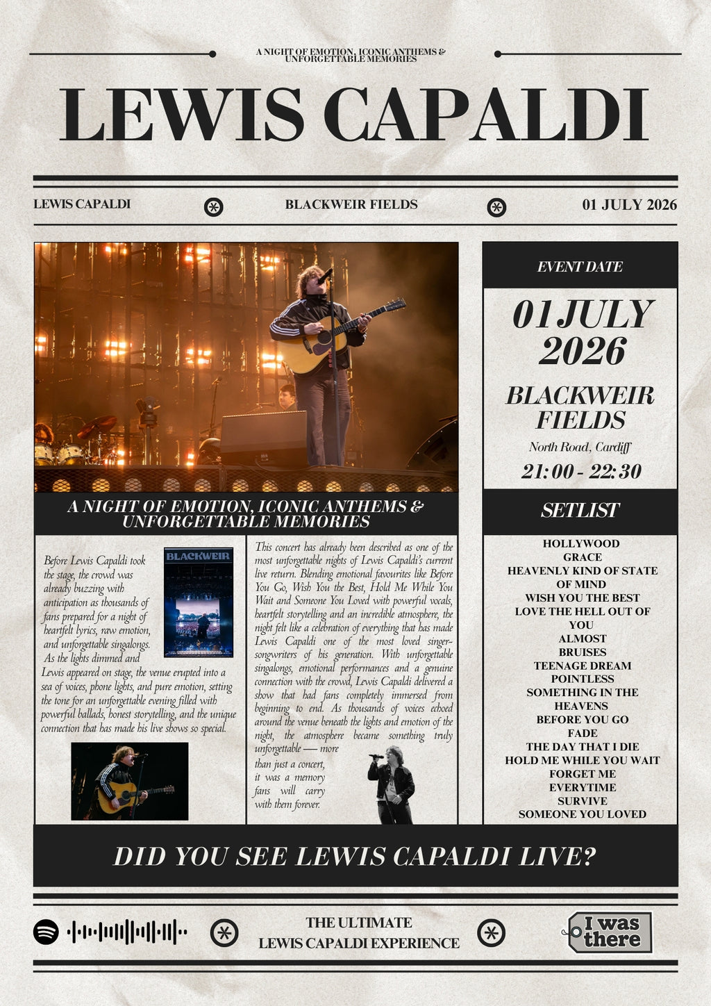 YUNGBLUD - Póster de concierto personalizado estilo periódico