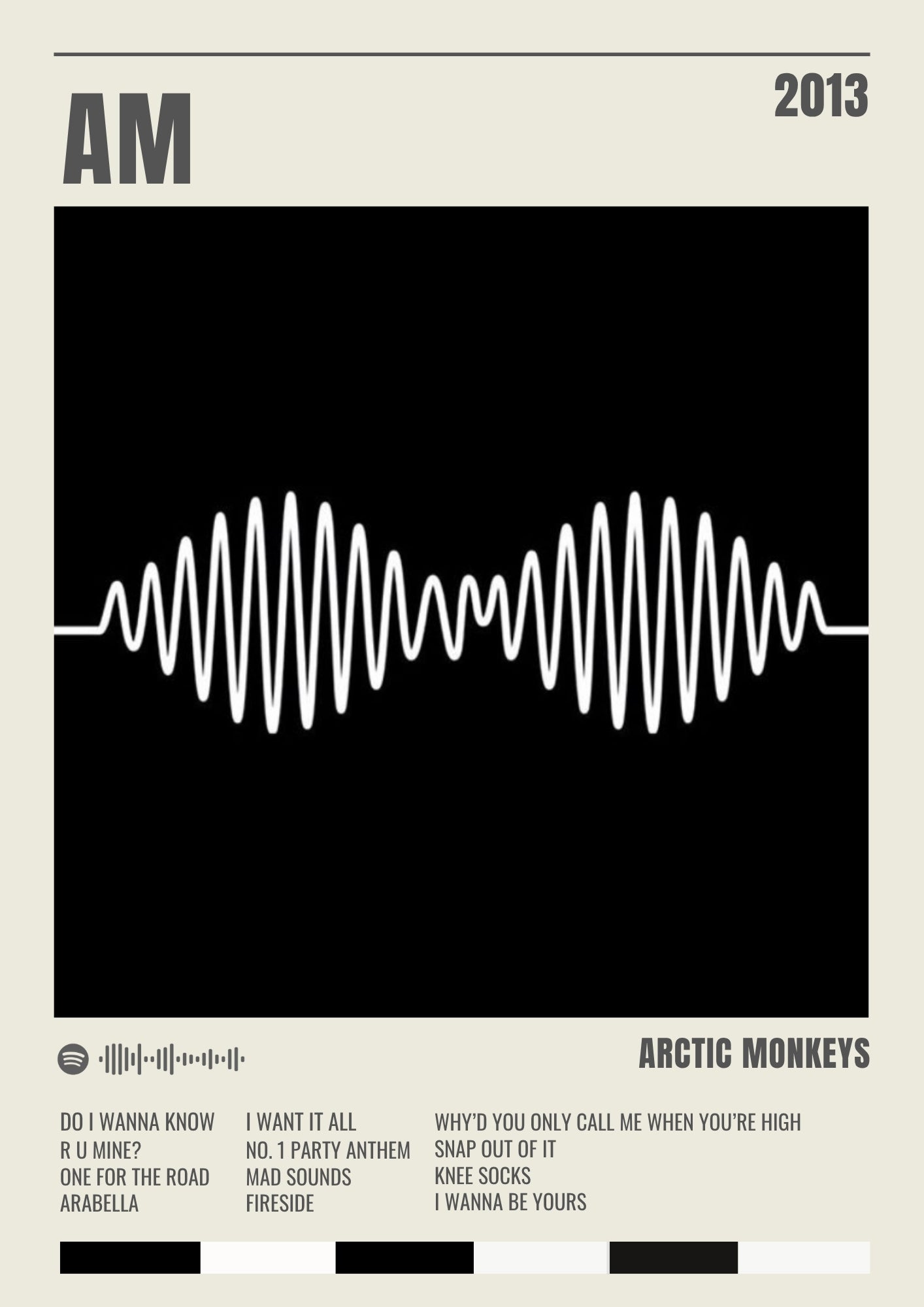 AM - Arctic Monkeys Inspired Album Track Poster