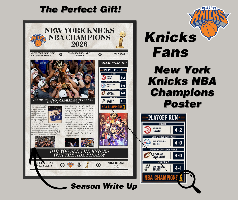 New York Knicks NBA Champions 2026 - Newspaper Style Poster