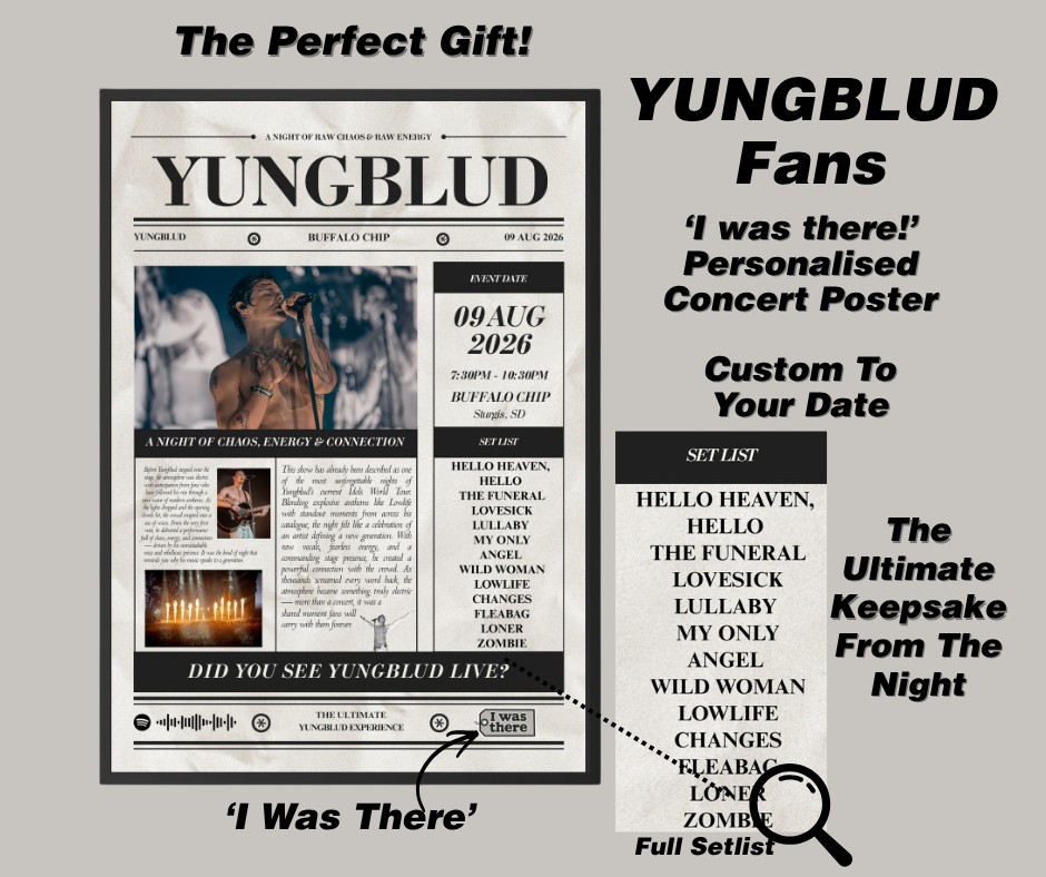 YUNGBLUD - Personalised Newspaper Style Concert Poster (USA Tour)