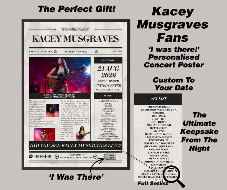 Kacey Musgraves - Personalised Newspaper Style Concert Poster (USA Tour)