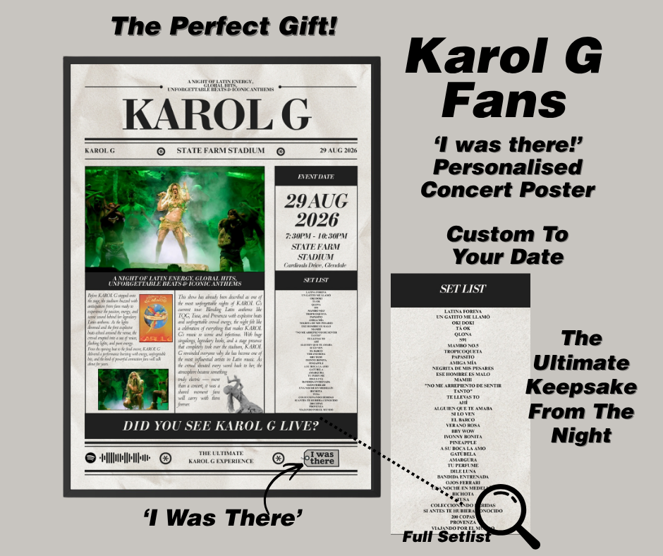 Karol G - Personalised Newspaper Style Concert Poster (USA Tour)