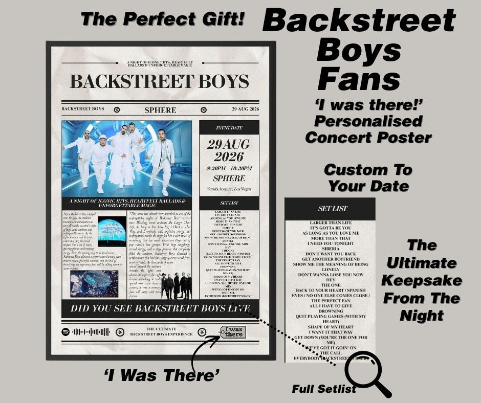 Backstreet Boys - Personalised Newspaper Style Concert Poster (USA Tour)