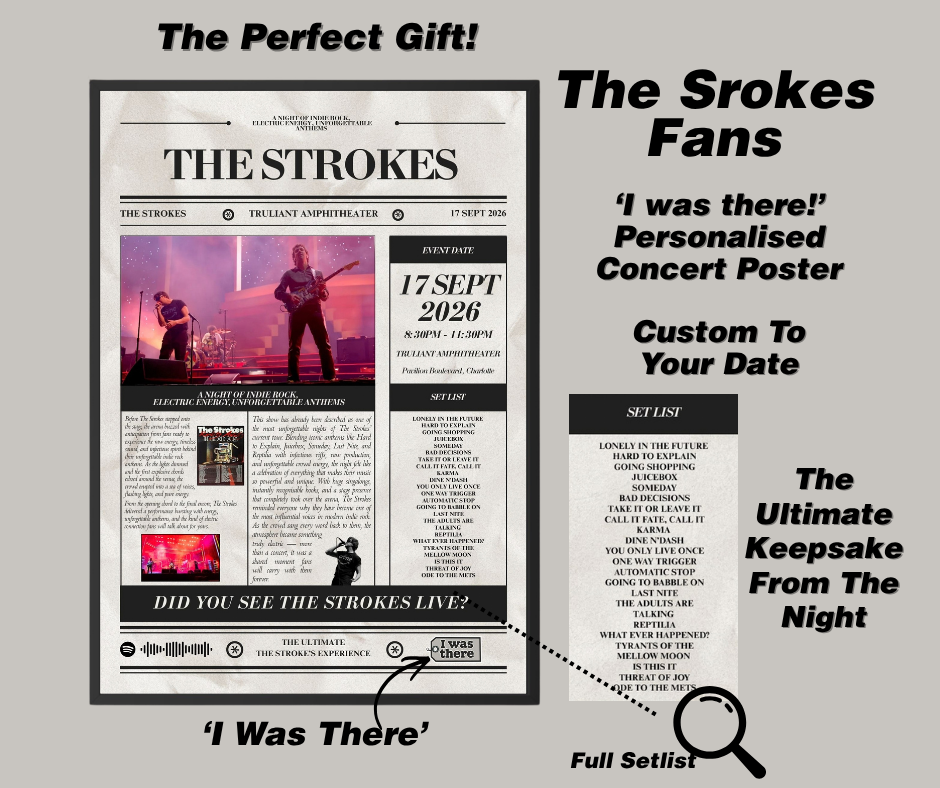 The Strokes - Personalised Newspaper Style Concert Poster (USA Tour)