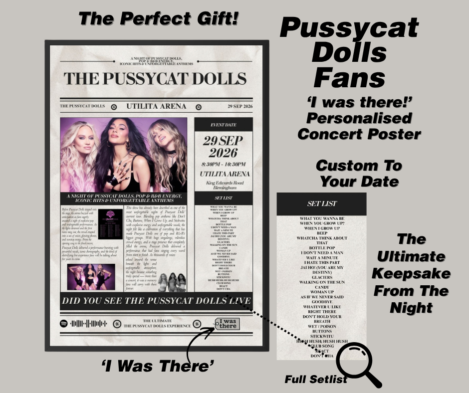 Pussycat Dolls - Personalised Newspaper Style Concert Poster