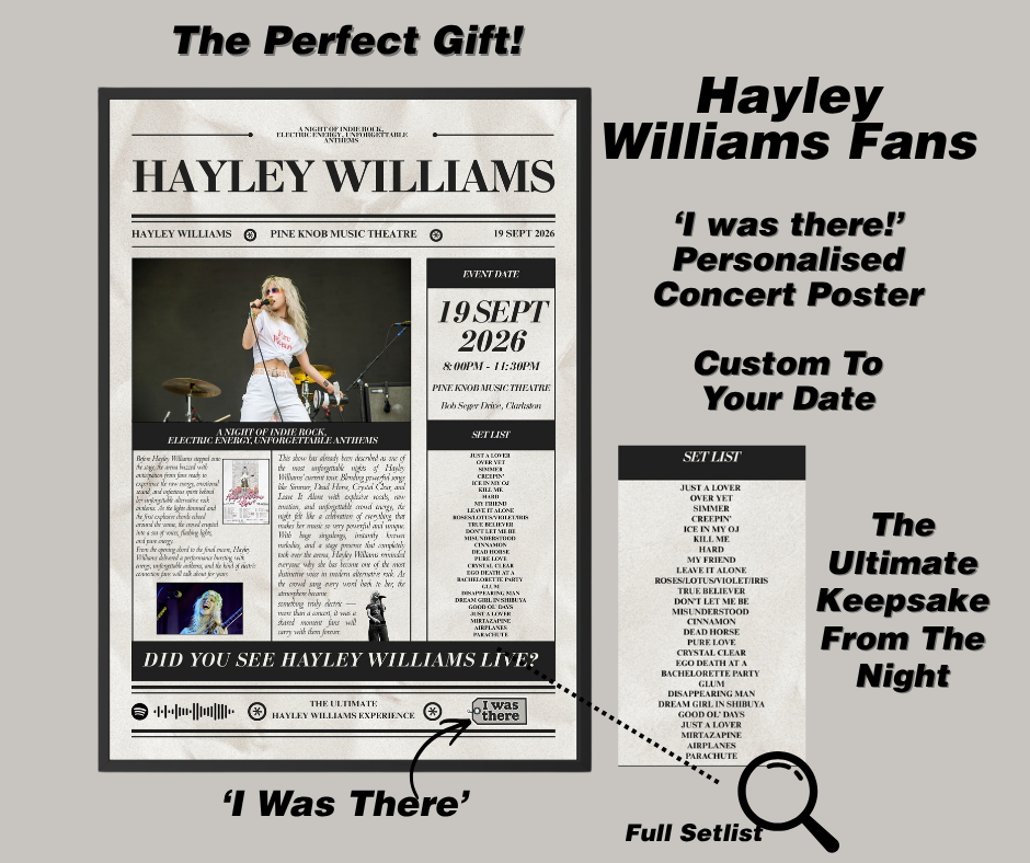 Hayley Williams - Personalised Newspaper Style Concert Poster (USA Tour)