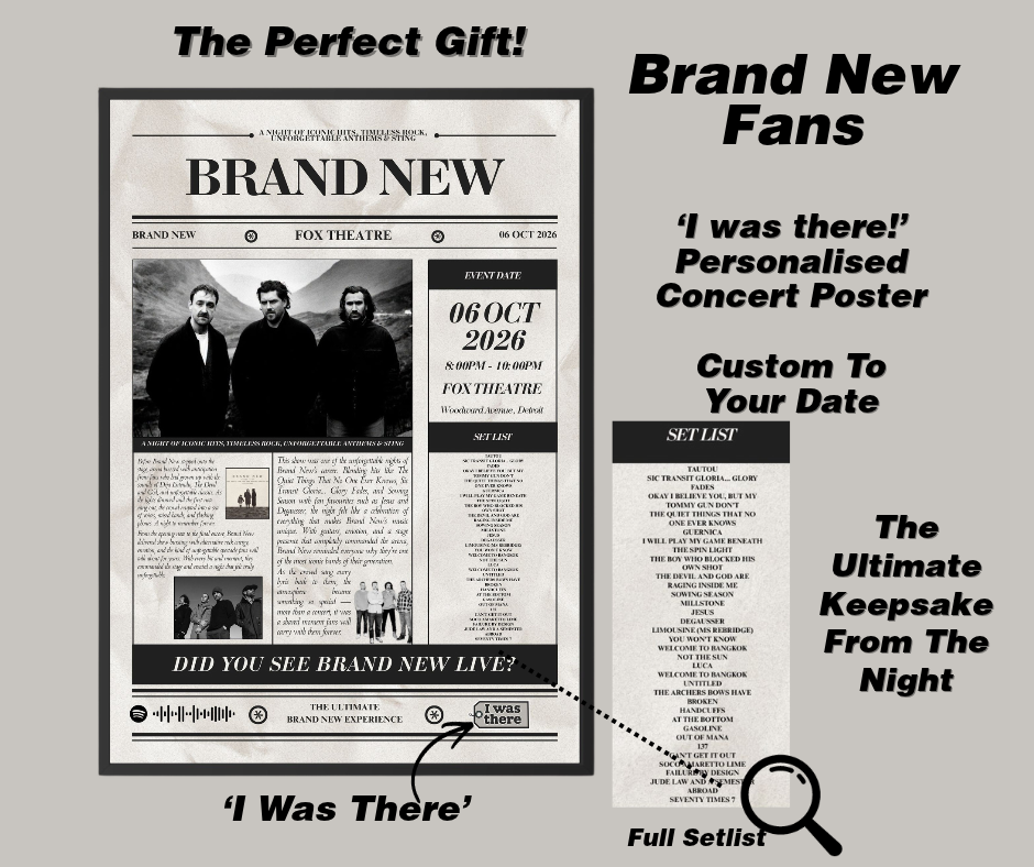 Brand New - Personalised Newspaper Style Concert Poster (USA Tour)
