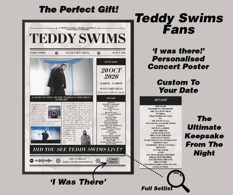 Teddy Swims - Personalised Newspaper Style Concert Poster (USA Tour)