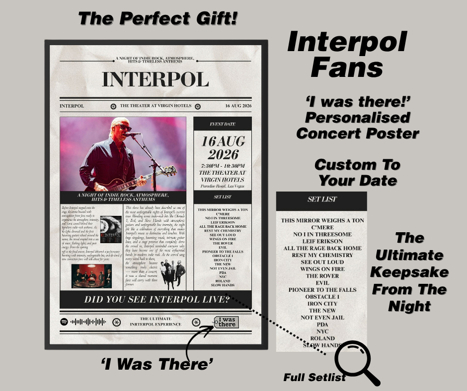 Interpol - Personalised Newspaper Style Concert Poster (USA Tour)
