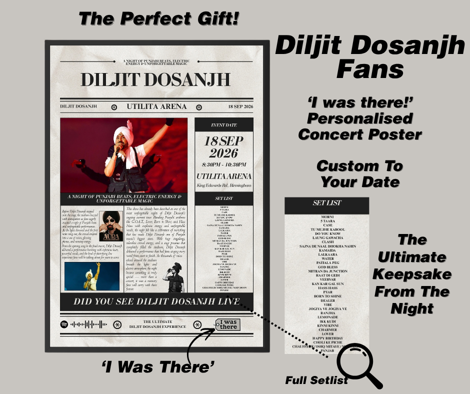 Diljit Dosanjh - Personalised Newspaper Style Concert Poster