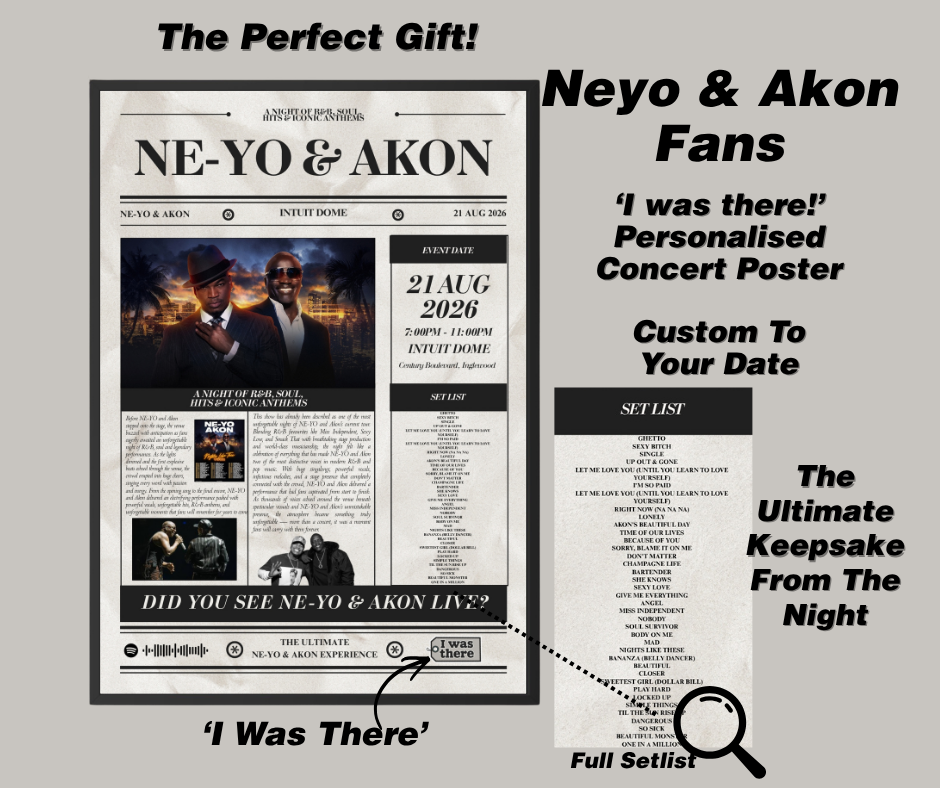 Neyo x Akon - Personalised Newspaper Style Concert Poster (USA Tour)