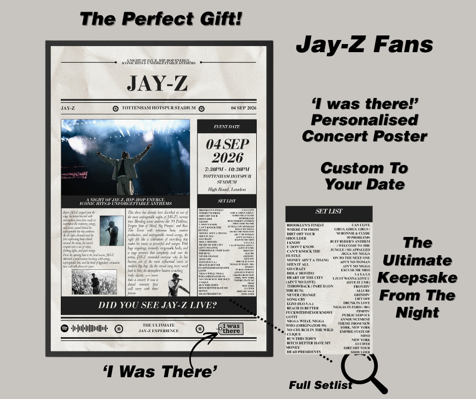 Jay-Z - Personalised Newspaper Style Concert Poster