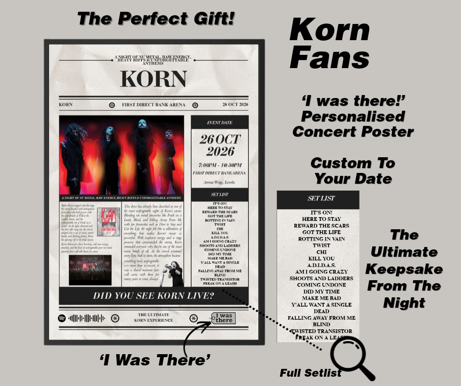 Korn - Personalised Newspaper Style Concert Poster