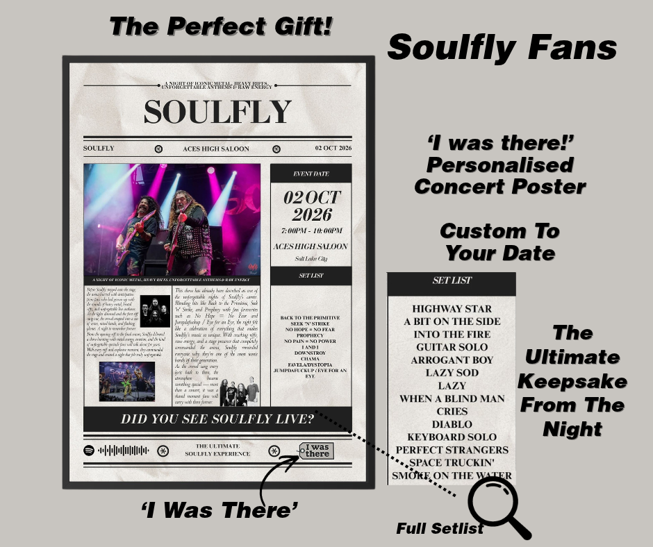 Soulfly - Personalised Newspaper Style Concert Poster (USA Tour)