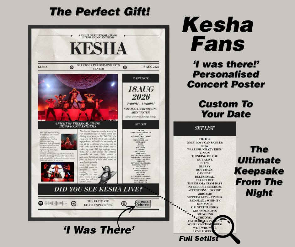 Kesha - Personalised Newspaper Style Concert Poster (USA Tour)