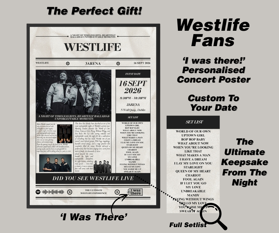 Westlife - Personalised Newspaper Style Concert Poster