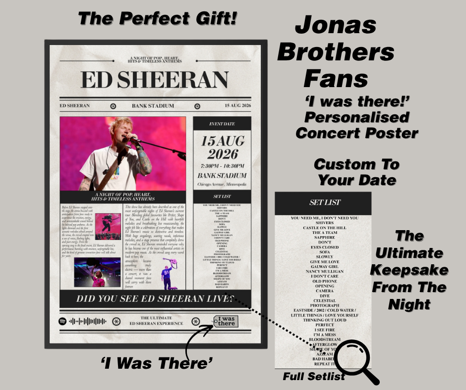 Ed Sheeran - Personalised Newspaper Style Concert Poster (USA Tour)