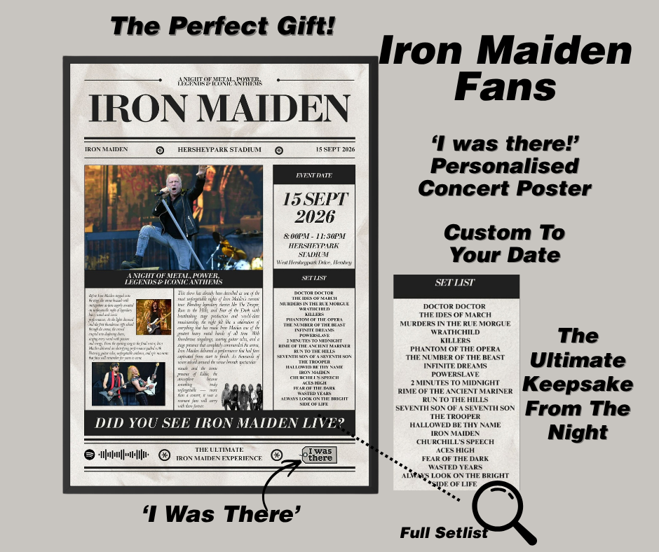 Iron Maiden - Personalised Newspaper Style Concert Poster (USA Tour)