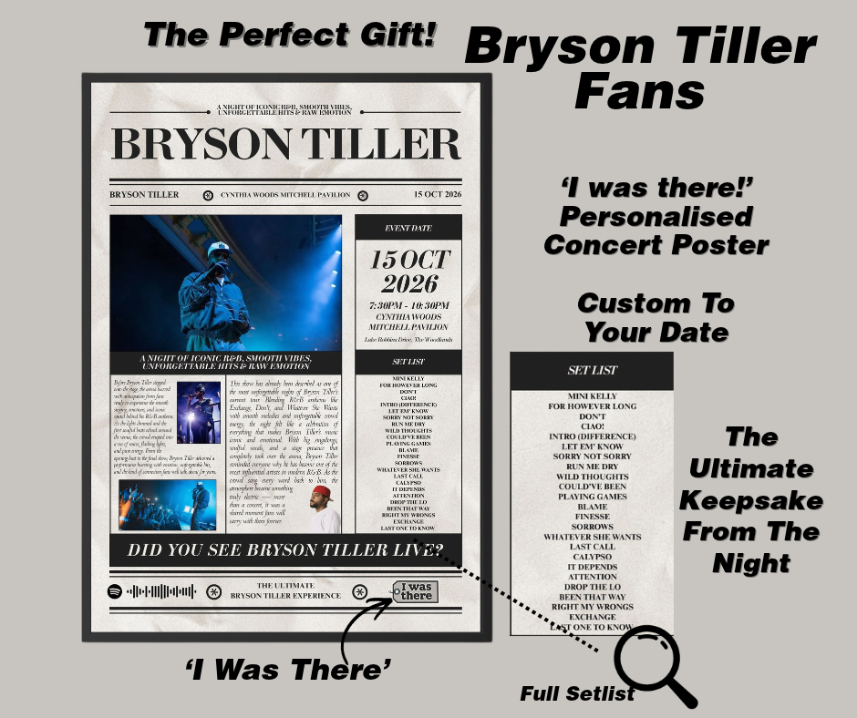 Bryson Tiller - Personalised Newspaper Style Concert Poster (USA Tour)