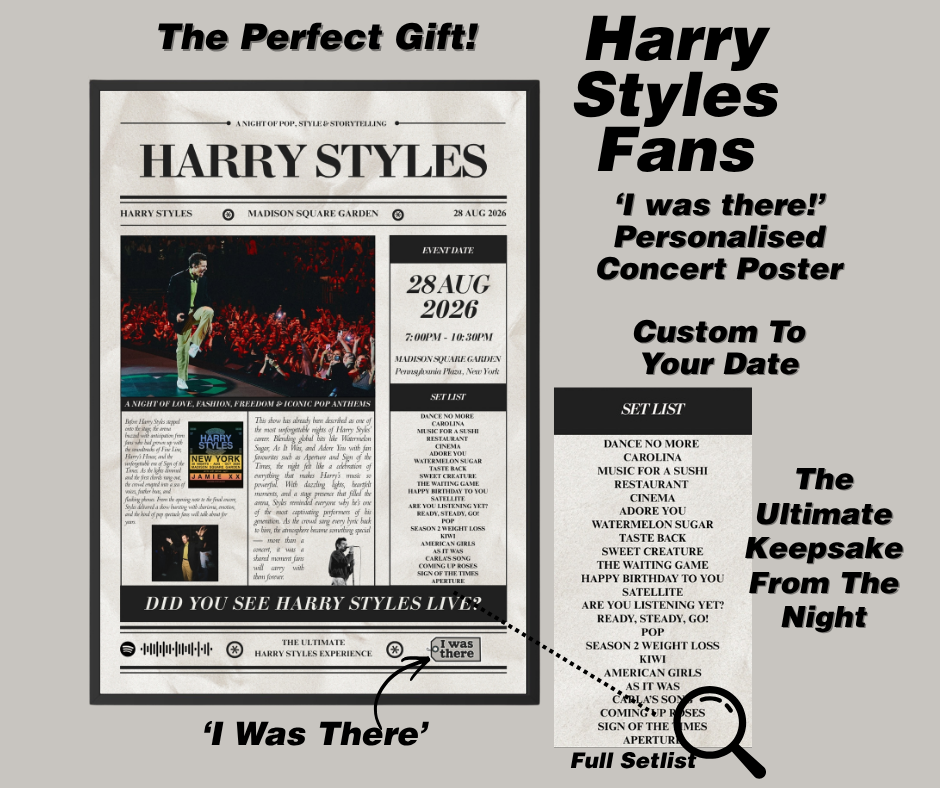 Harry Styles - Personalised Newspaper Style Concert Poster (USA Tour)