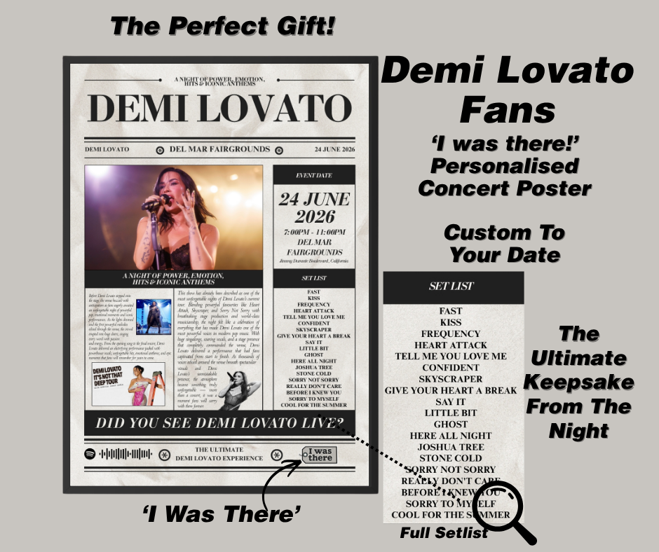 Demi Lovato - Personalised Newspaper Style Concert Poster (USA Tour)