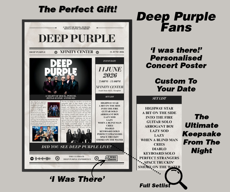 Deep Purple - Personalised Newspaper Style Concert Poster (USA Tour)