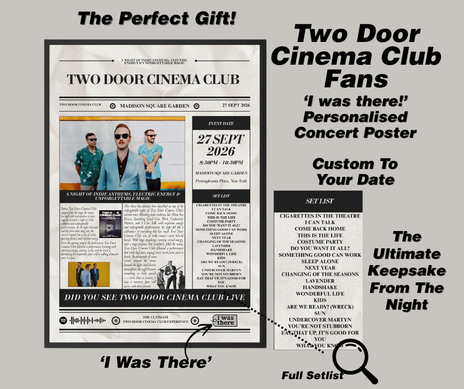 Two Door Cinema Club - Personalised Newspaper Style Concert Poster (USA Tour)