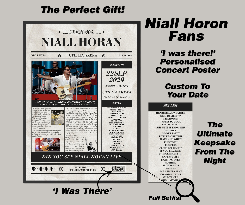 Niall Horon - Personalised Newspaper Style Concert Poster