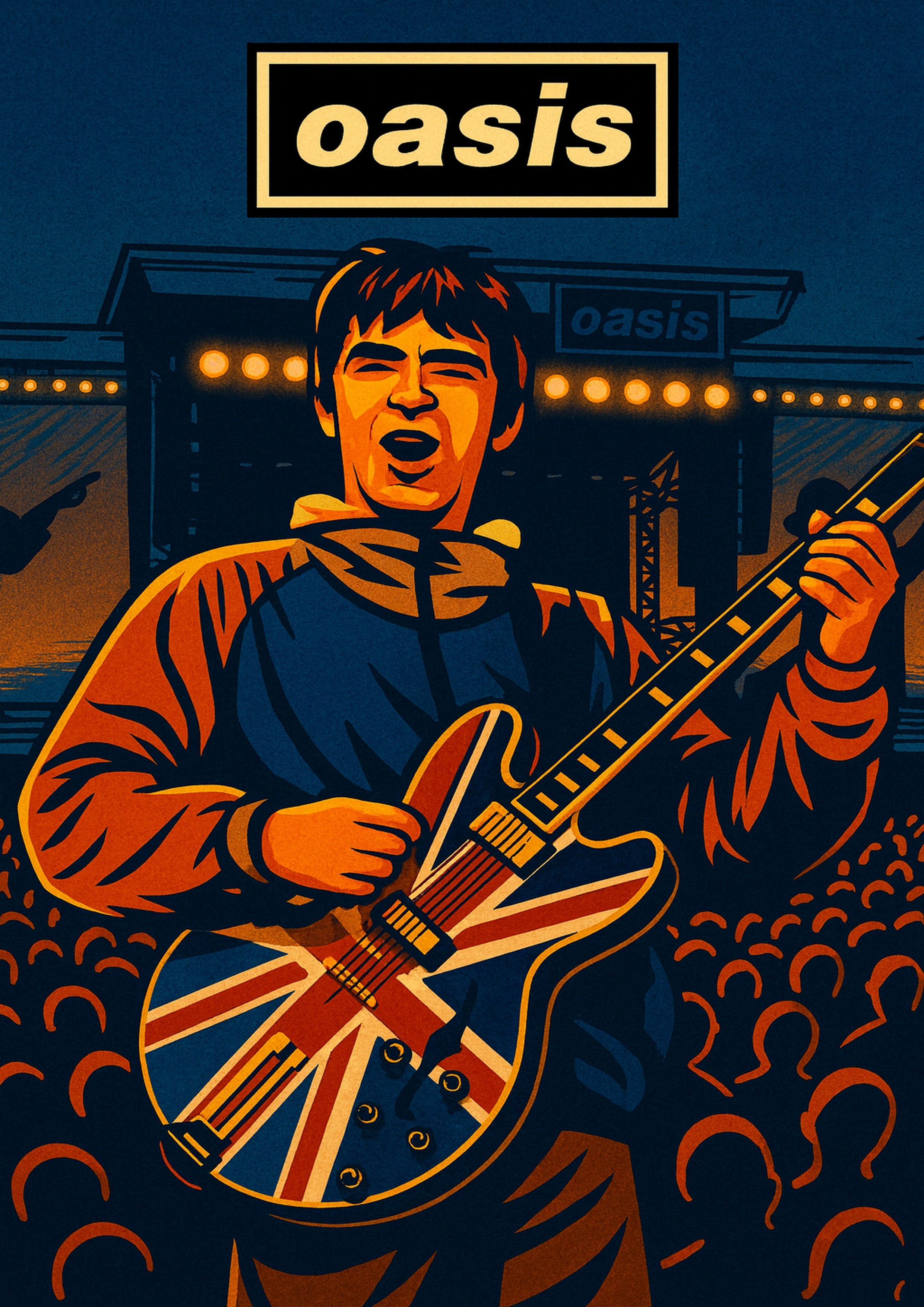 Oasis Noel Gallagher Union Jack Guitar Poster