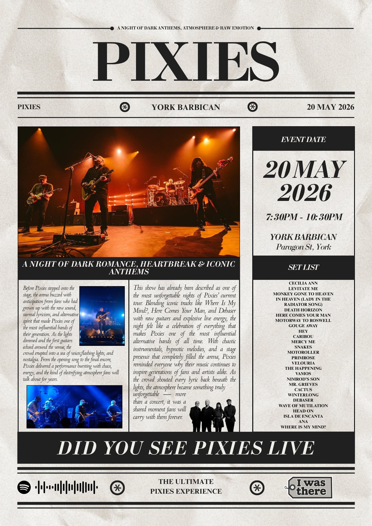 The Charlatans - Gepersonaliseerd Krantenstijl Concertposter