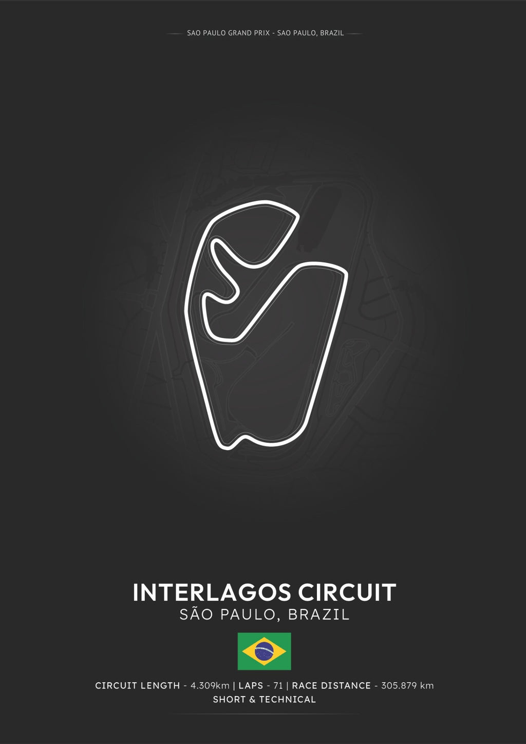 São Paulo Circuit Poster - Formula 1 Inspired Print