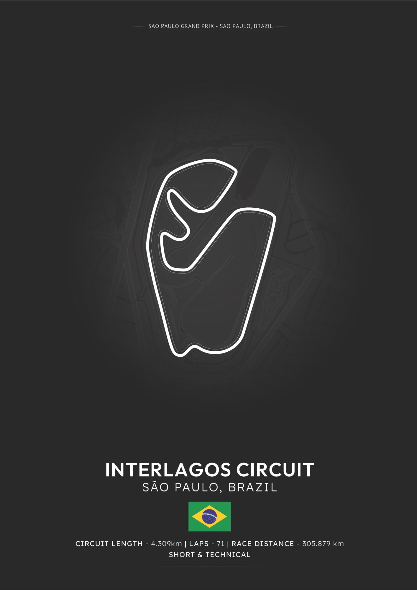 São Paulo Circuit Poster - Formula 1 Inspired Print