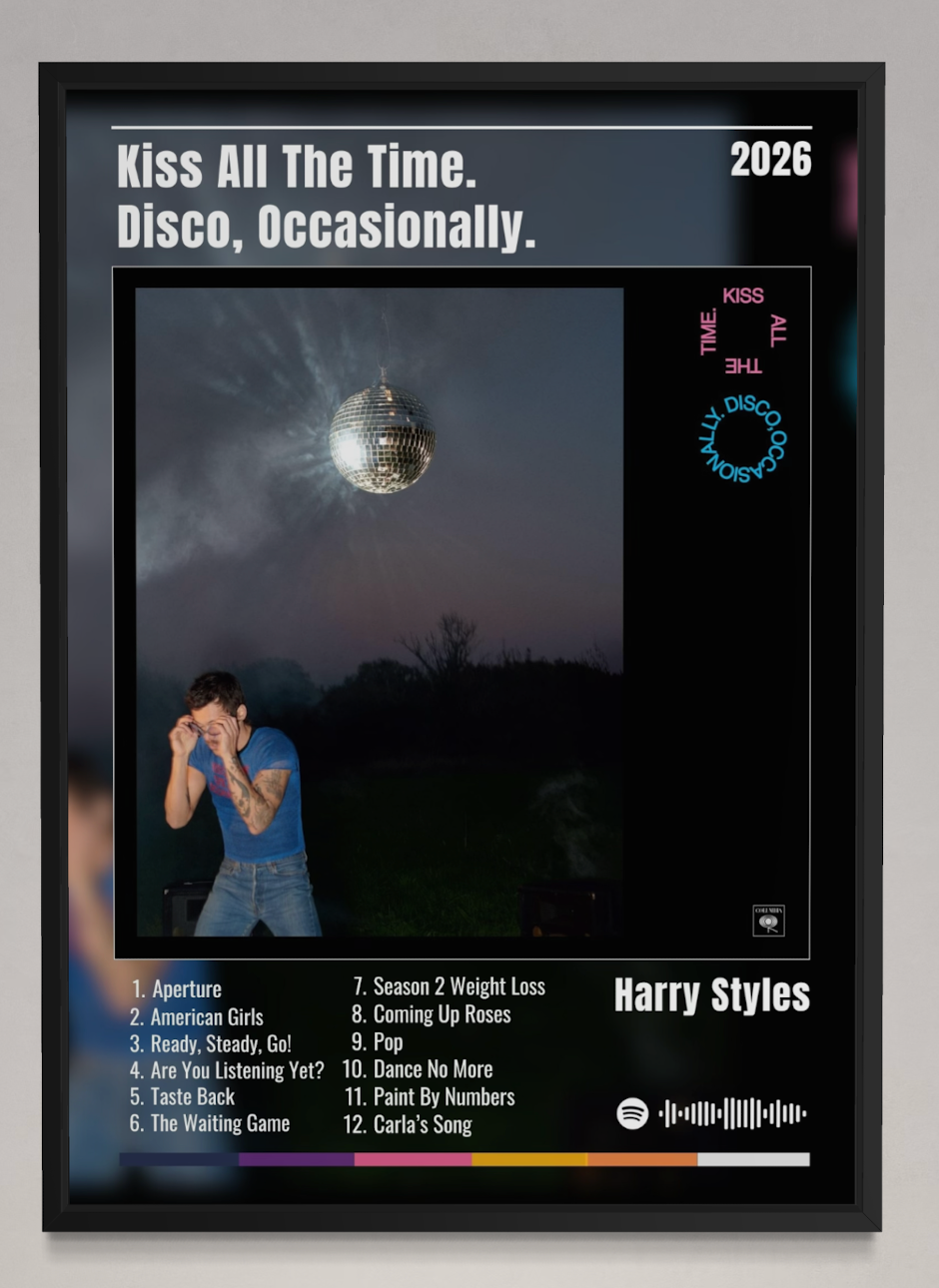 Kiss All The Time. Disco Af en Toe - Harry Styles Geïnspireerde Album Poster