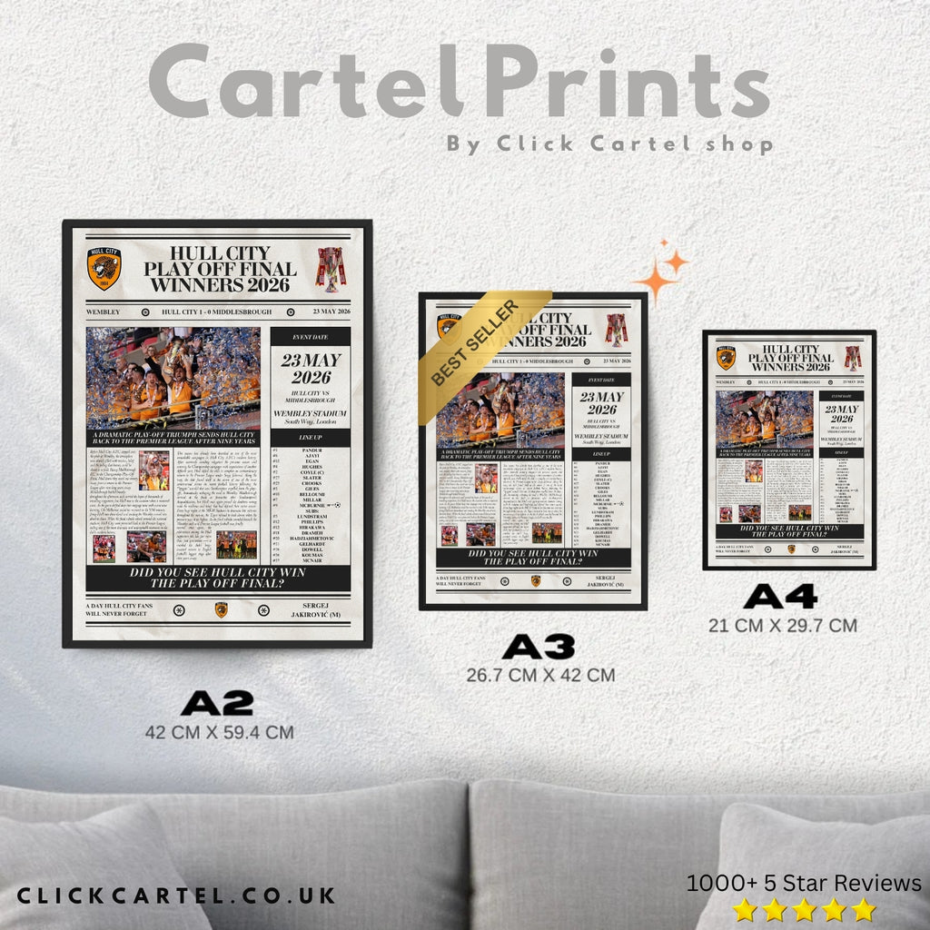 Hull City Play Off Winners 2026 - Newspaper Style Poster