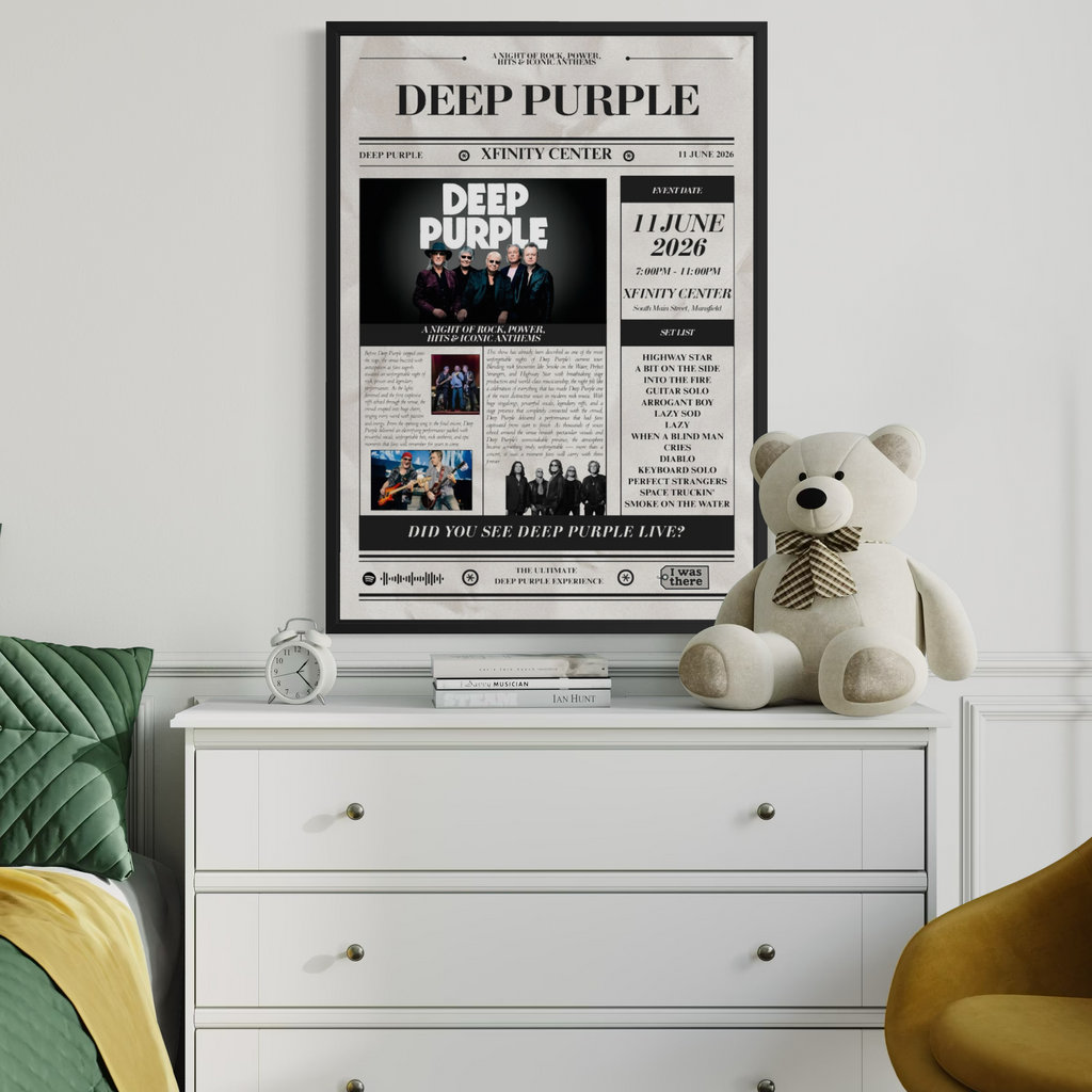 Deep Purple - Personalised Newspaper Style Concert Poster (USA Tour)