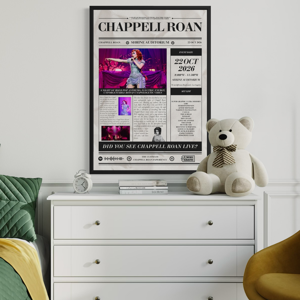 Chappell Roan - Personalised Newspaper Style Concert Poster (USA Tour)