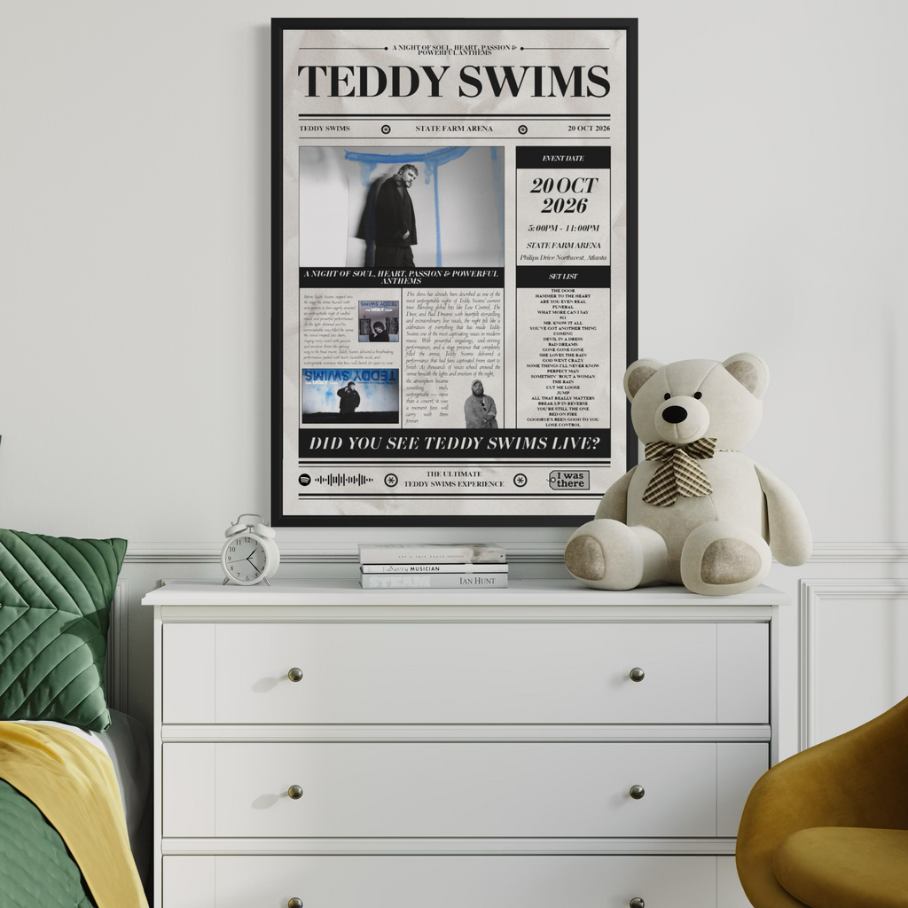 Teddy Swims - Personalised Newspaper Style Concert Poster (USA Tour)