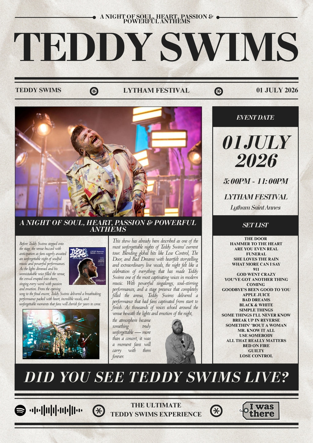 YUNGBLUD - Póster de concierto personalizado estilo periódico