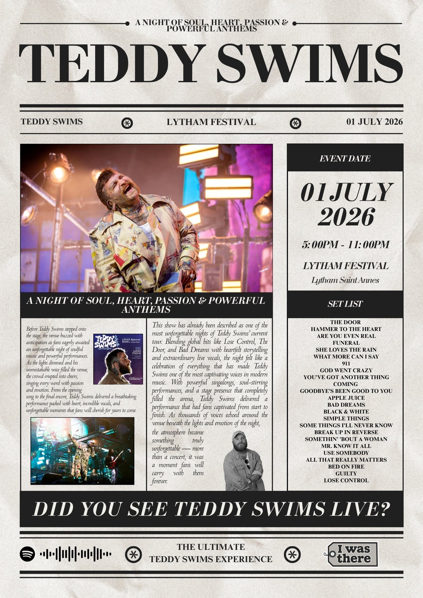YUNGBLUD - Póster de concierto personalizado estilo periódico