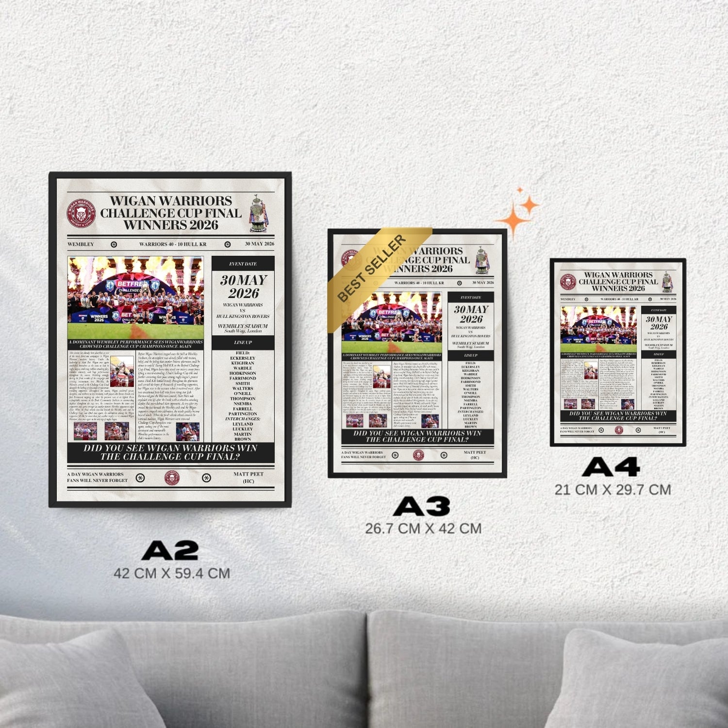 Wigan Warriors Challenge Cup Final Winners 2026 - Newspaper Style Poster