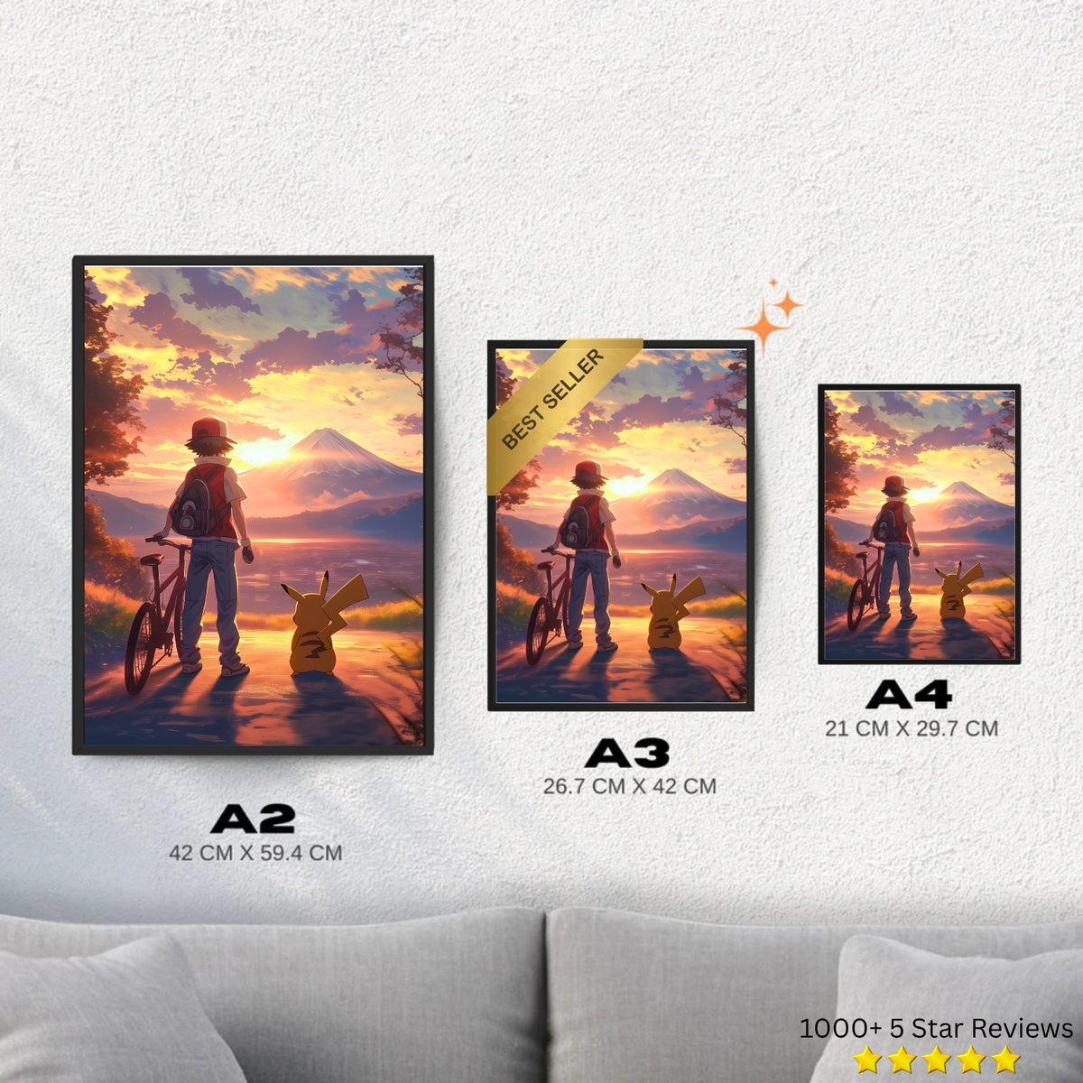 Ash & Pikachu Chasing Horizons - Pokemon Inspired Album Poster