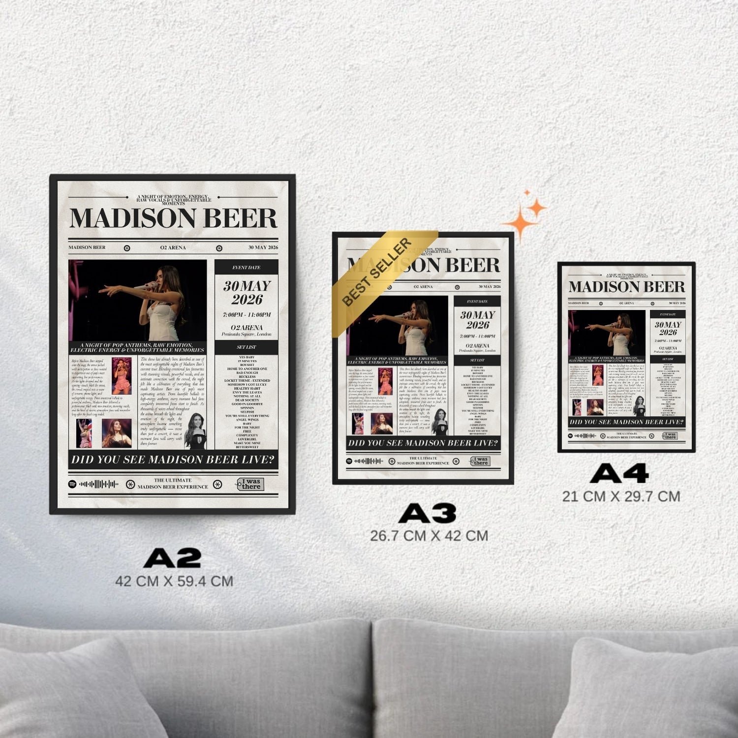 Madison Beer - Personalised Newspaper Style Concert Poster