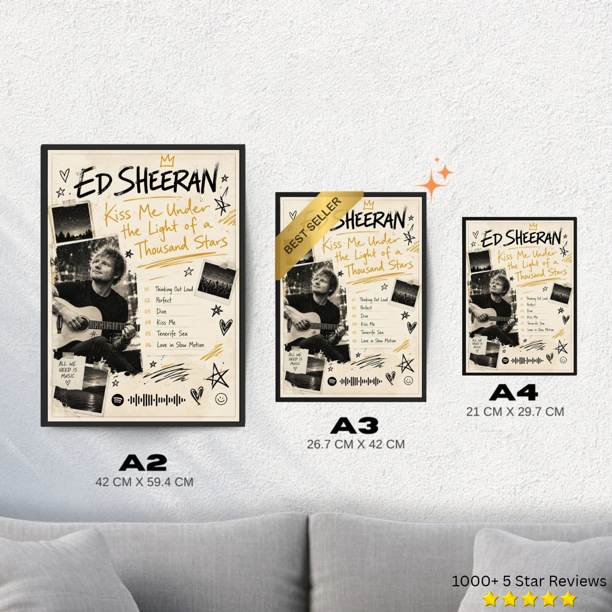 kiss me under the light of a thousand stars! - Ed Sheeran Inspired Album Poster