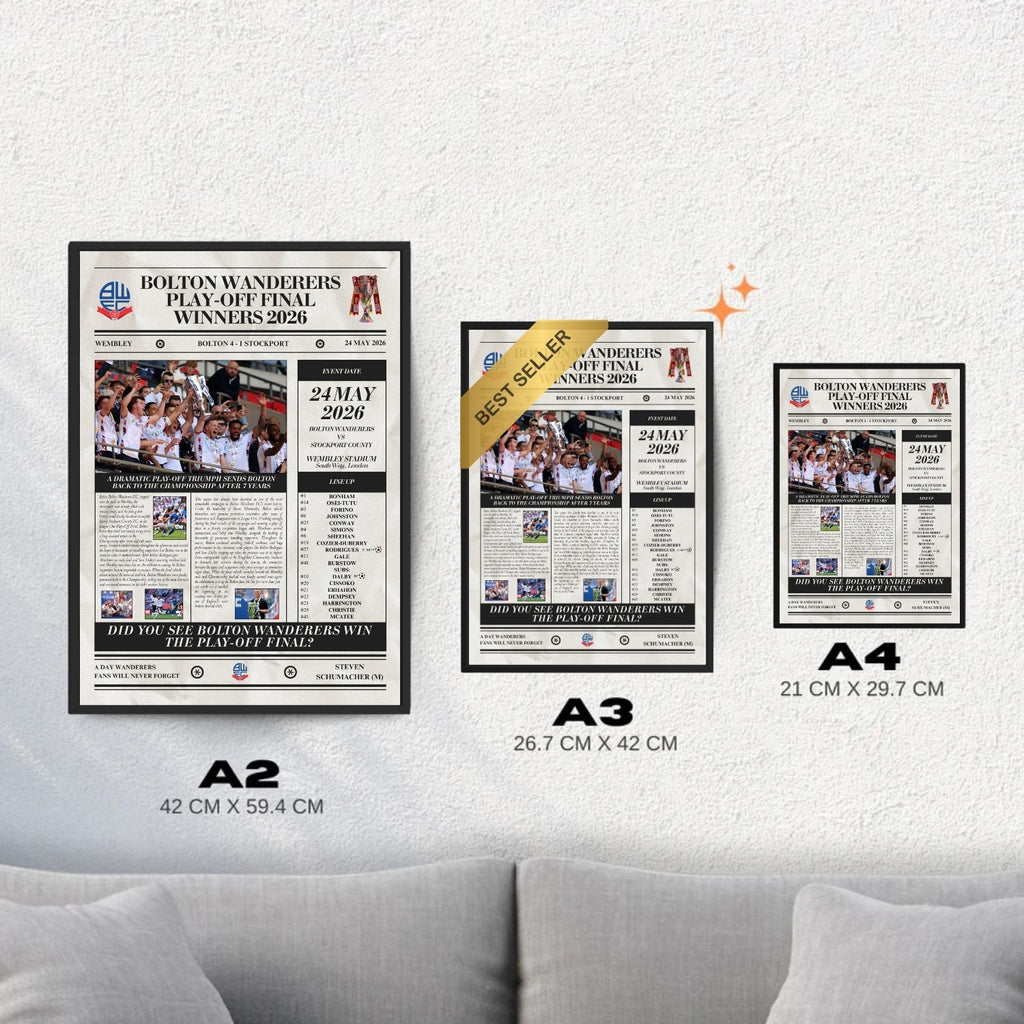 Bolton Wanderers Play Off Winners 2026 - Newspaper Style Poster